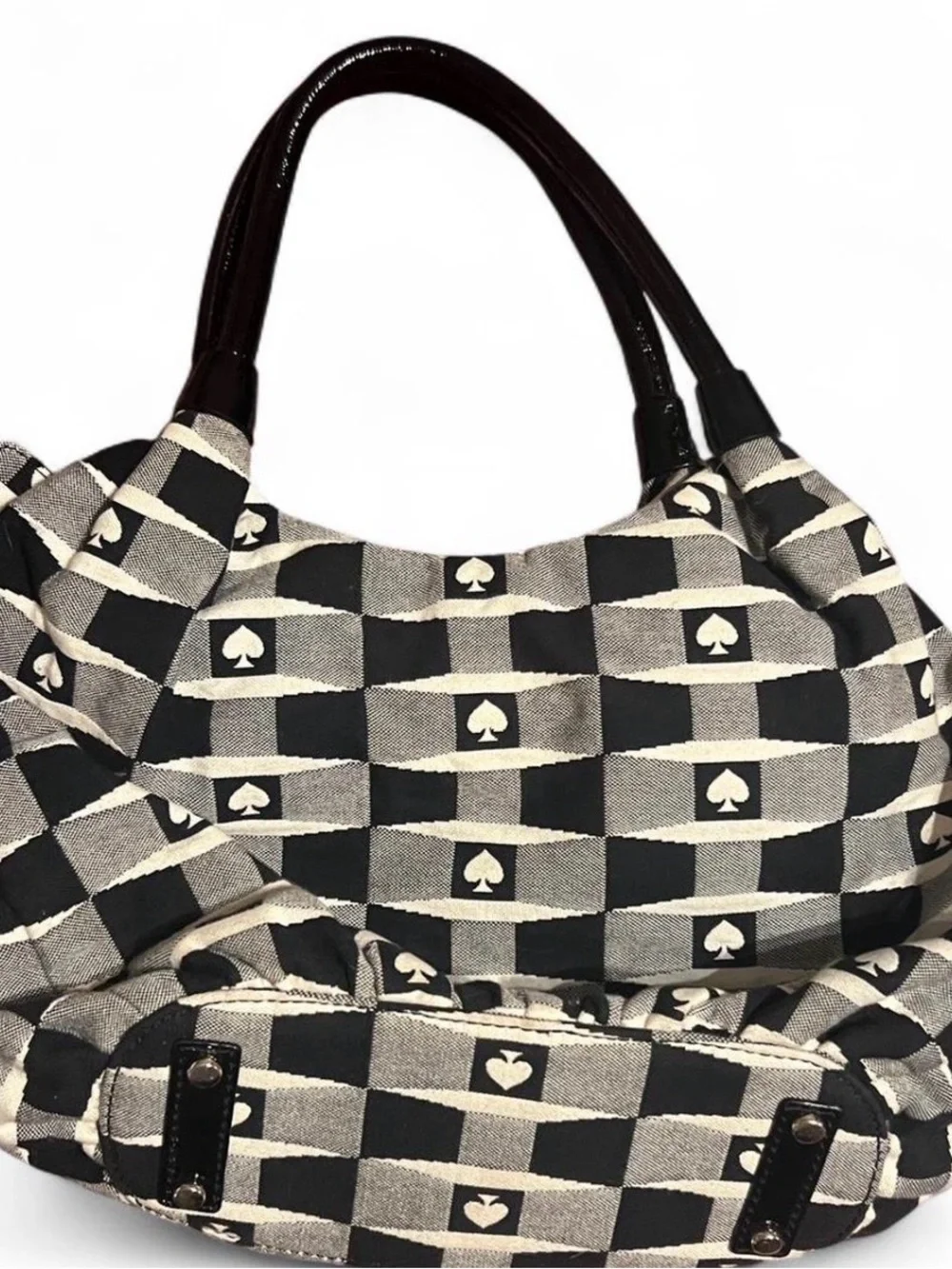 kate spade Black & Cream Checker Spade Shoulder Bag